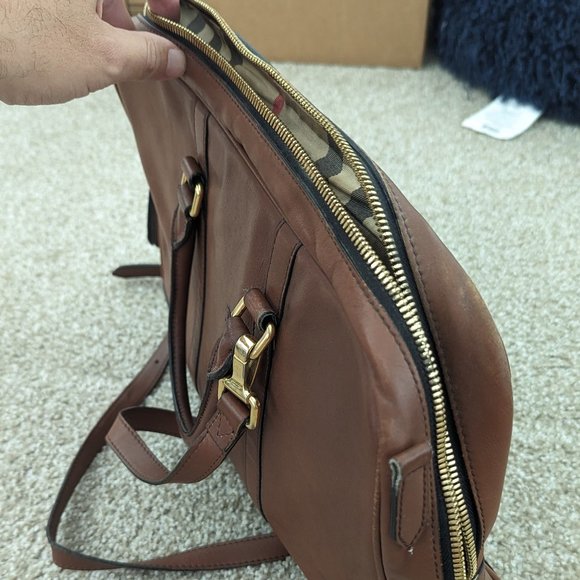 BURBERRY Tan Solid Leather Briefcase Bags - Picture 1 of 4